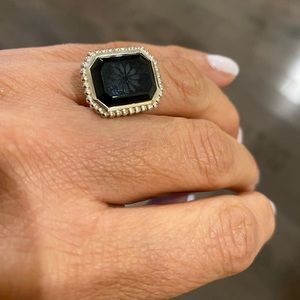Tiffany & Co Sterling Silver Onyx Daisy Cocktail  Ring